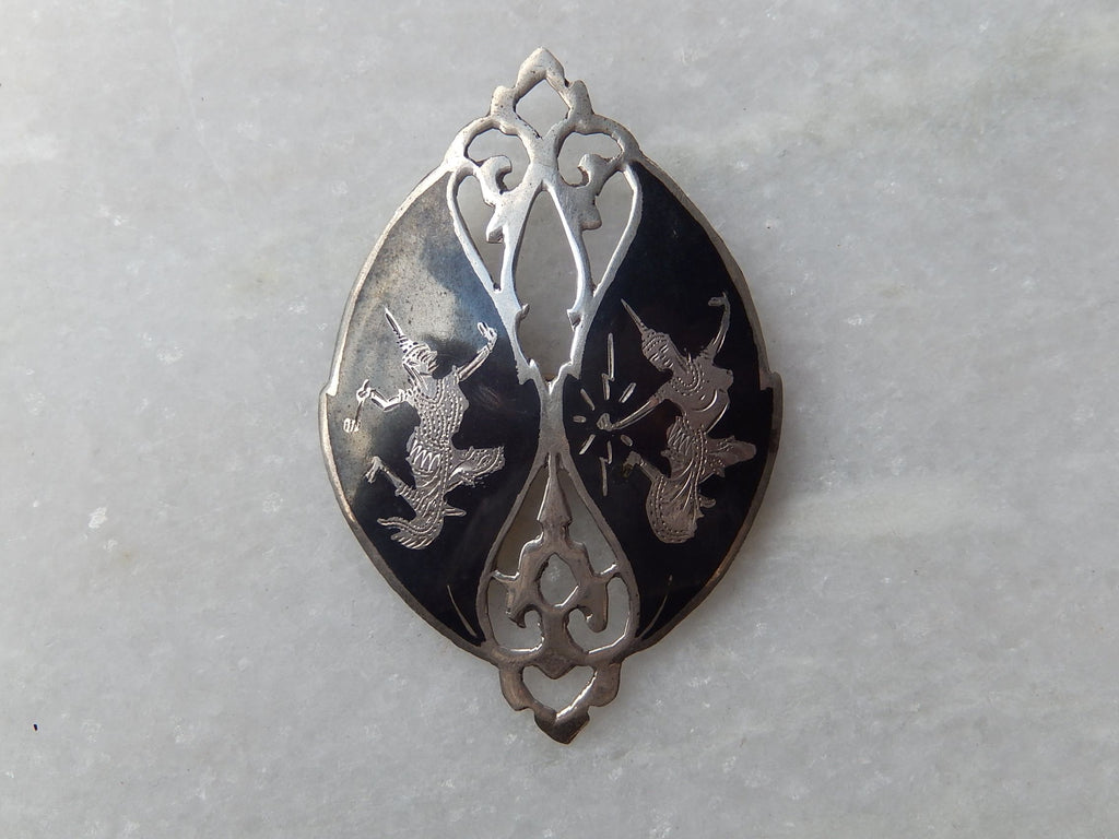 Siam Sterling Silver Brooch and Cufflinks