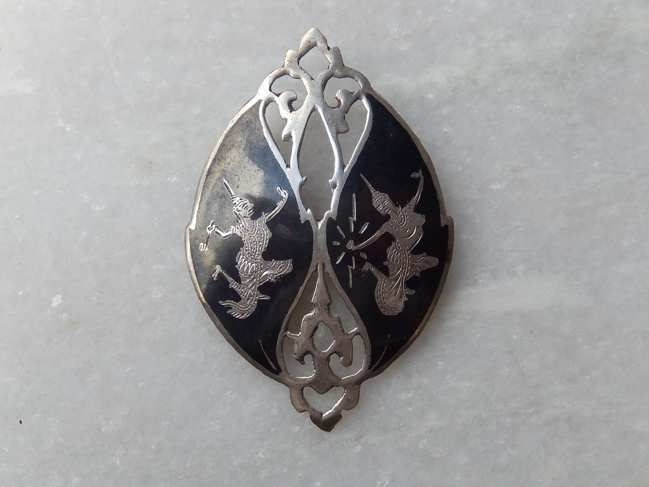 Siam Sterling Silver Brooch and Cufflinks