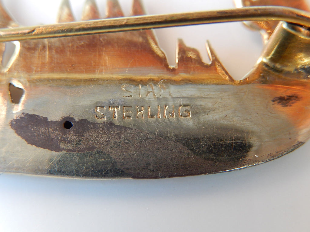 Siam Sterling and Enamel Boat Brooch