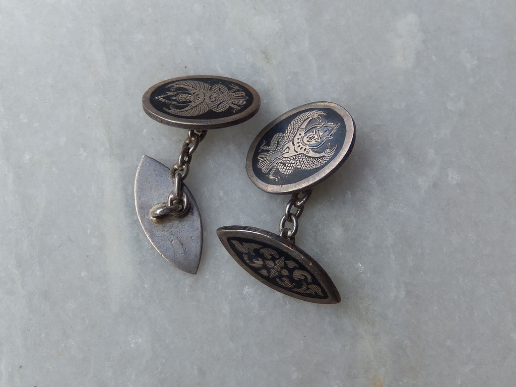 Siam Sterling Silver Brooch and Cufflinks