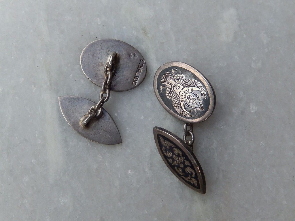 Siam Sterling Silver Brooch and Cufflinks