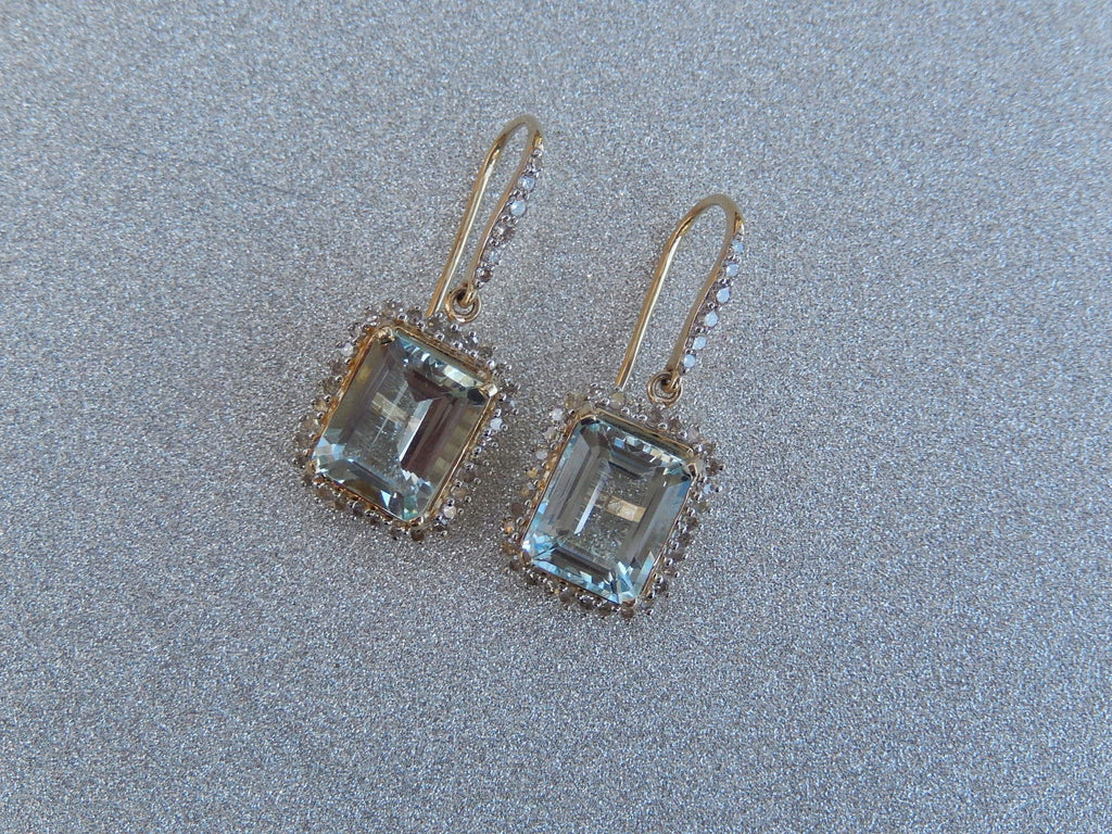 Aquamarine and Diamond Earrings in 14ct Gold