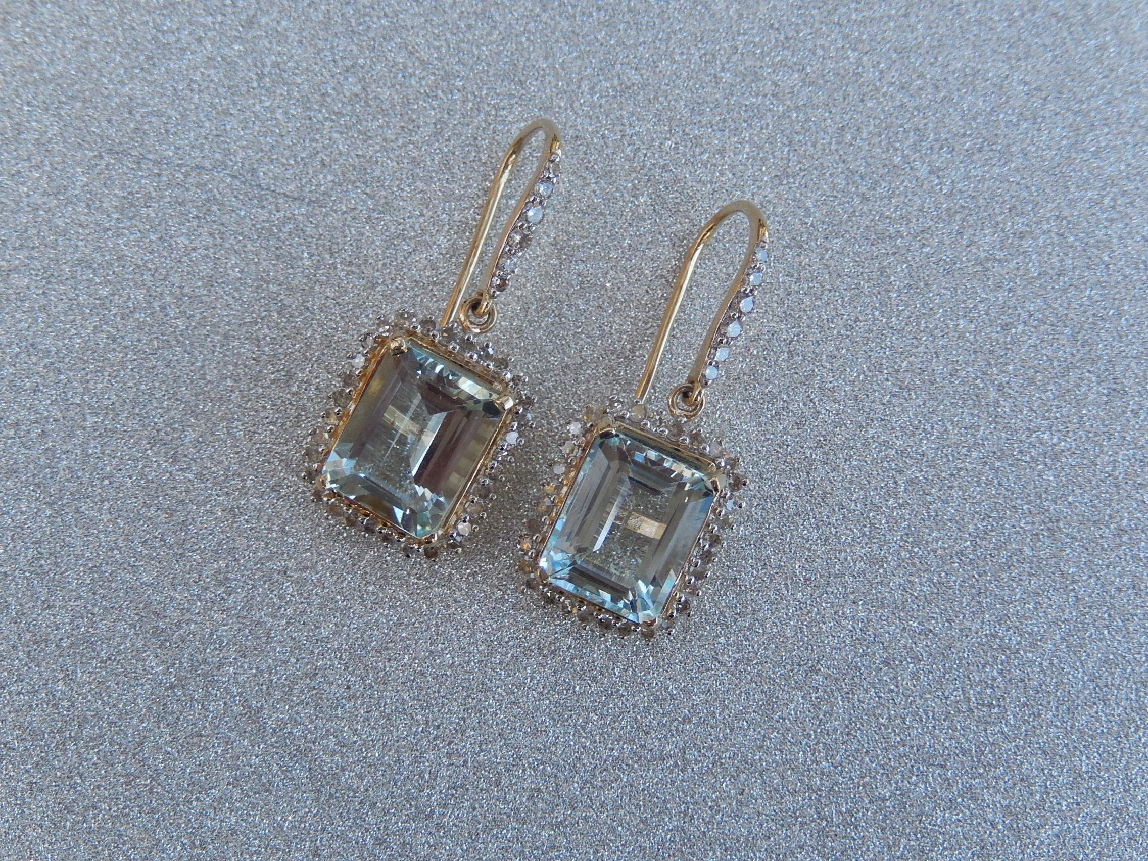 Aquamarine and Diamond Earrings in 14ct Gold