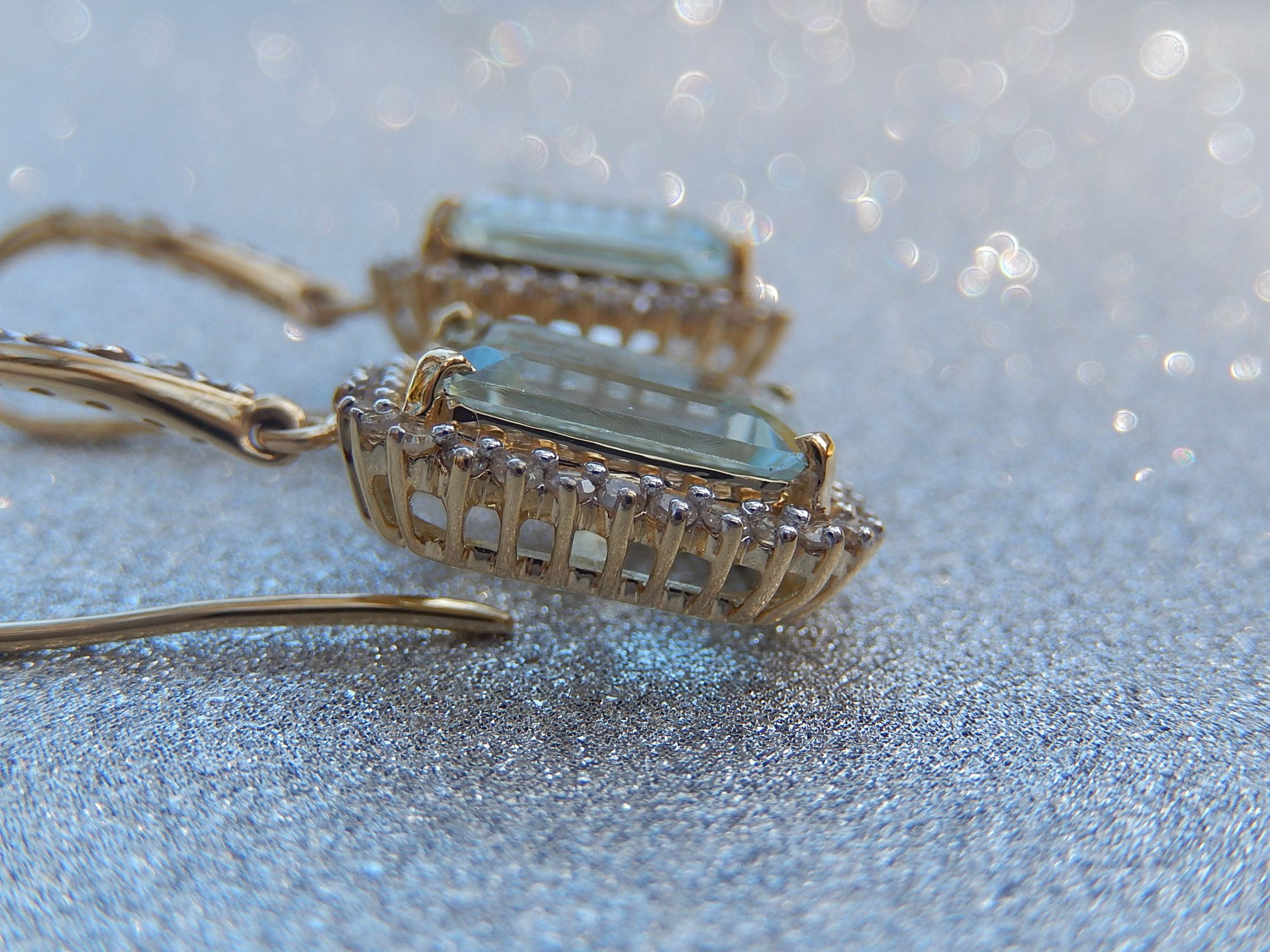 Aquamarine and Diamond Earrings in 14ct Gold