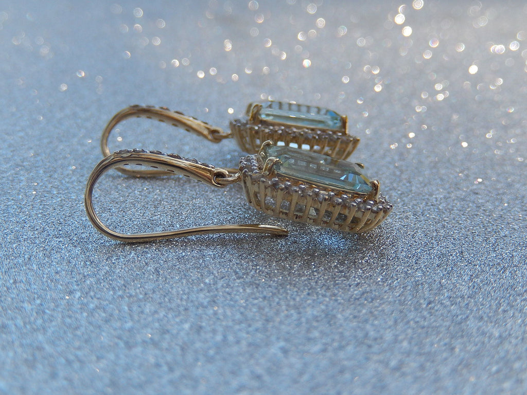 Aquamarine and Diamond Earrings in 14ct Gold