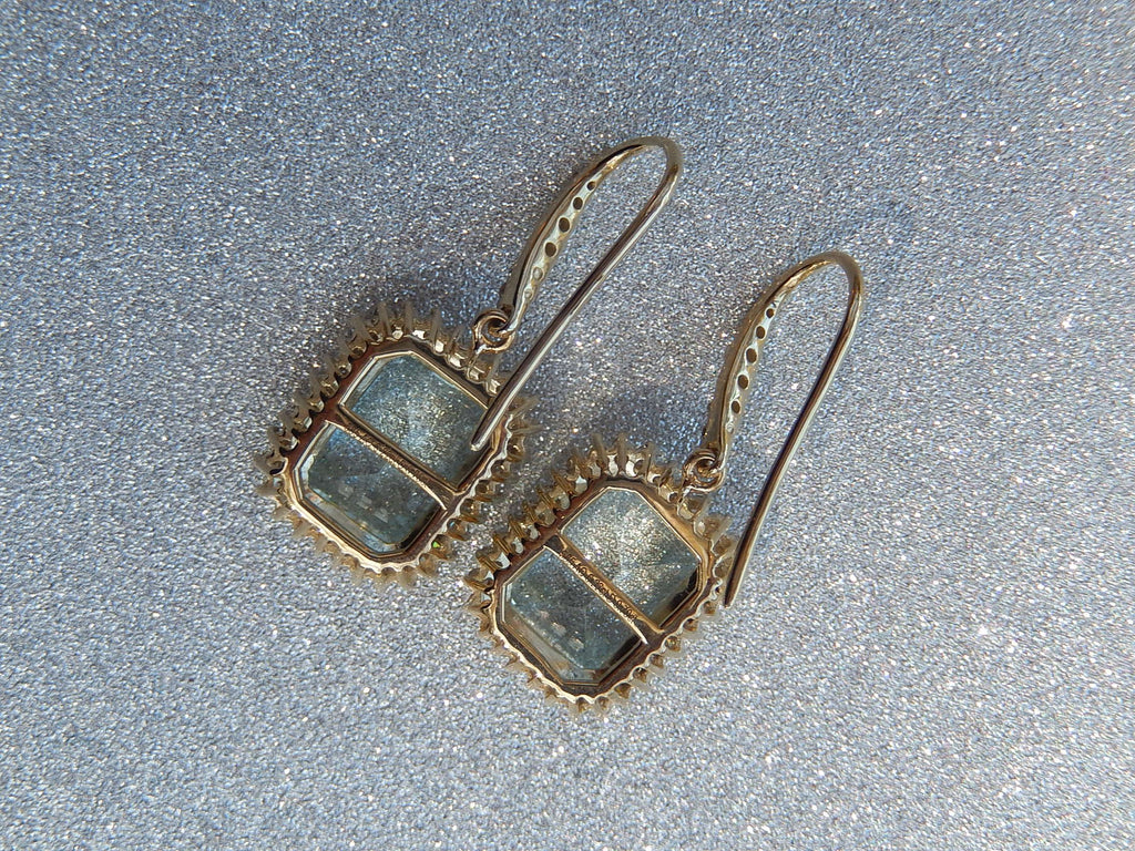 Aquamarine and Diamond Earrings in 14ct Gold