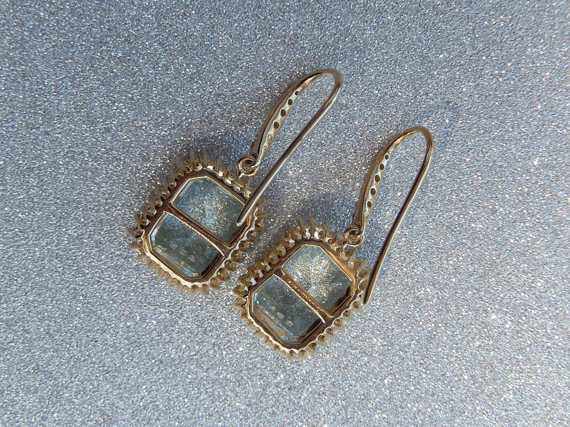 Aquamarine and Diamond Earrings in 14ct Gold