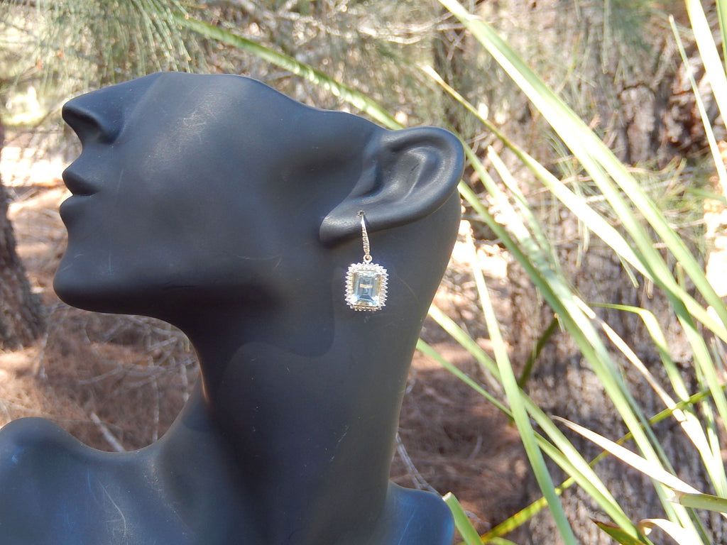 Aquamarine and Diamond Earrings in 14ct Gold