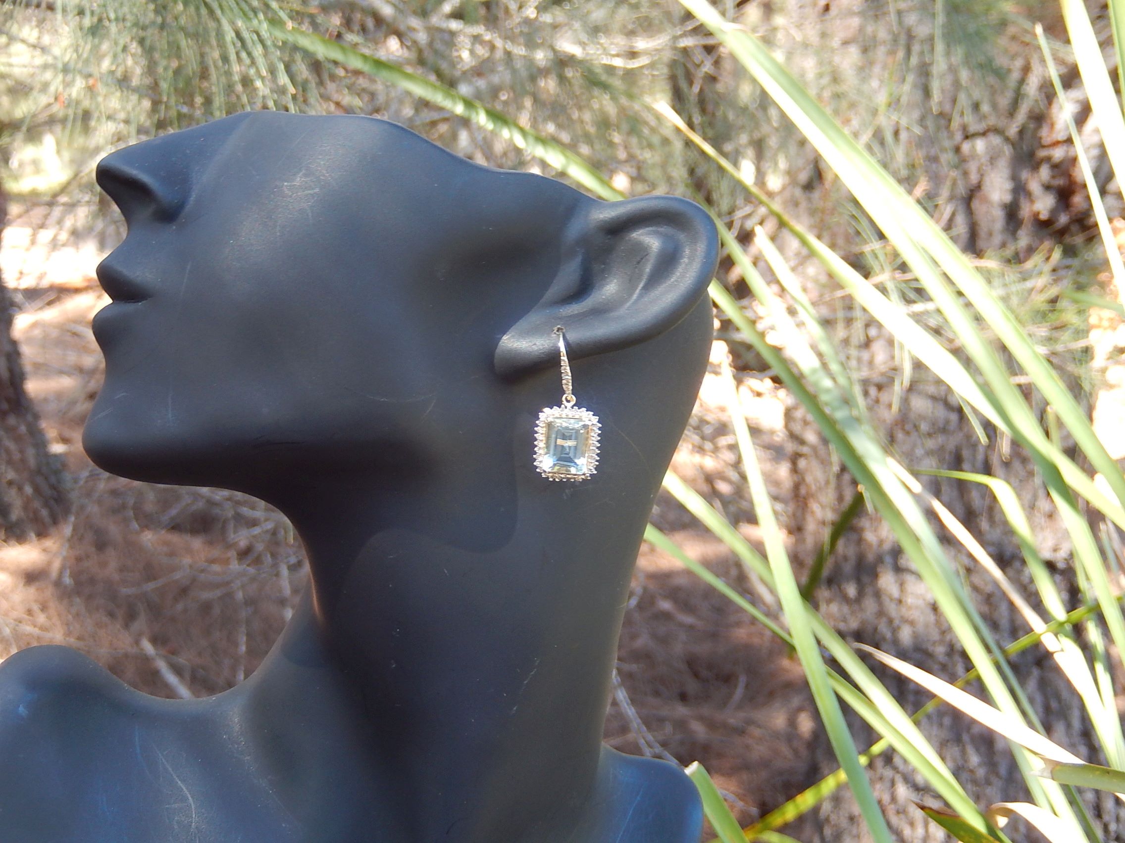 Aquamarine and Diamond Earrings in 14ct Gold