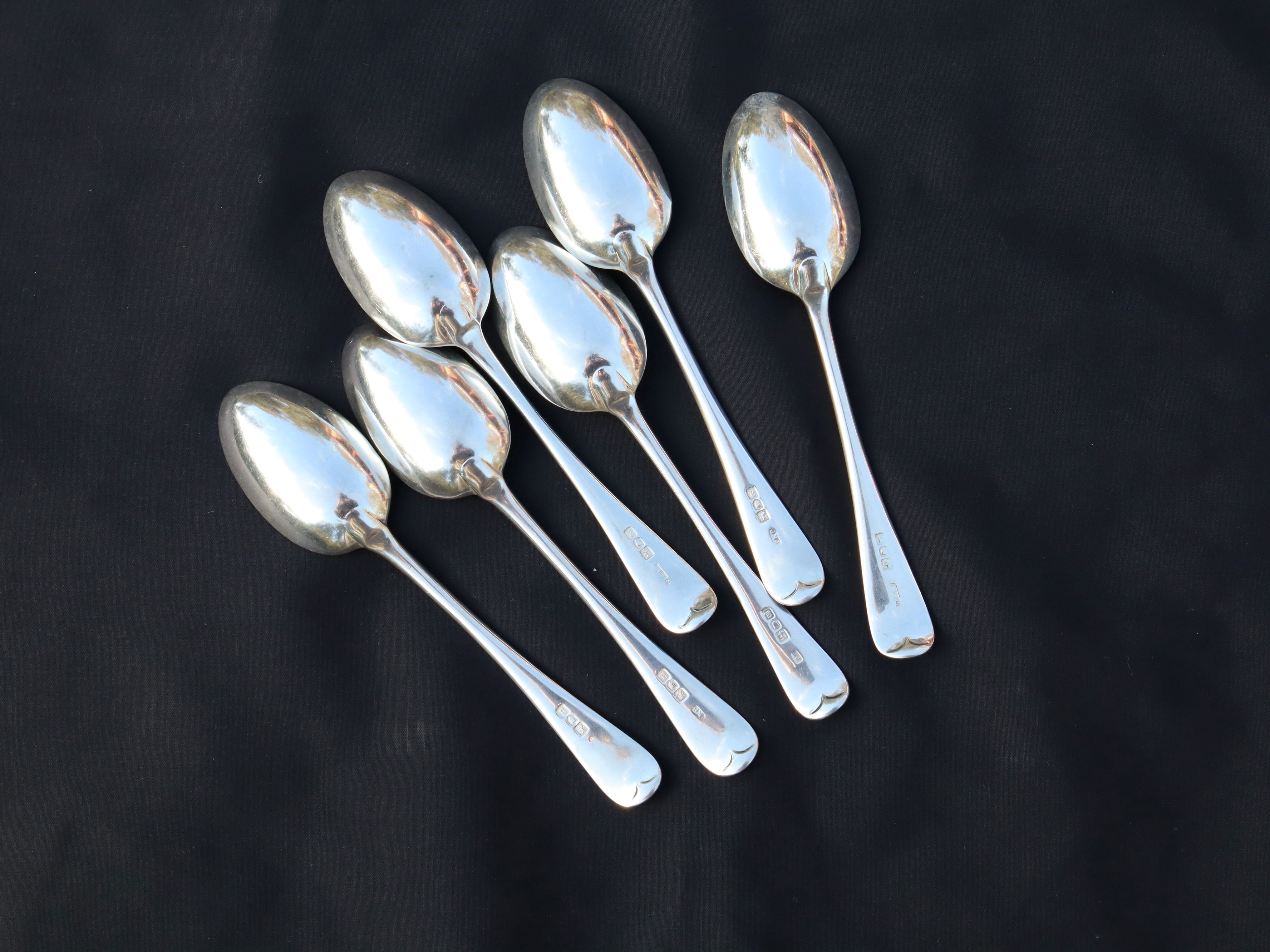 Set of 6 Sterling Silver Spoons, London 1896