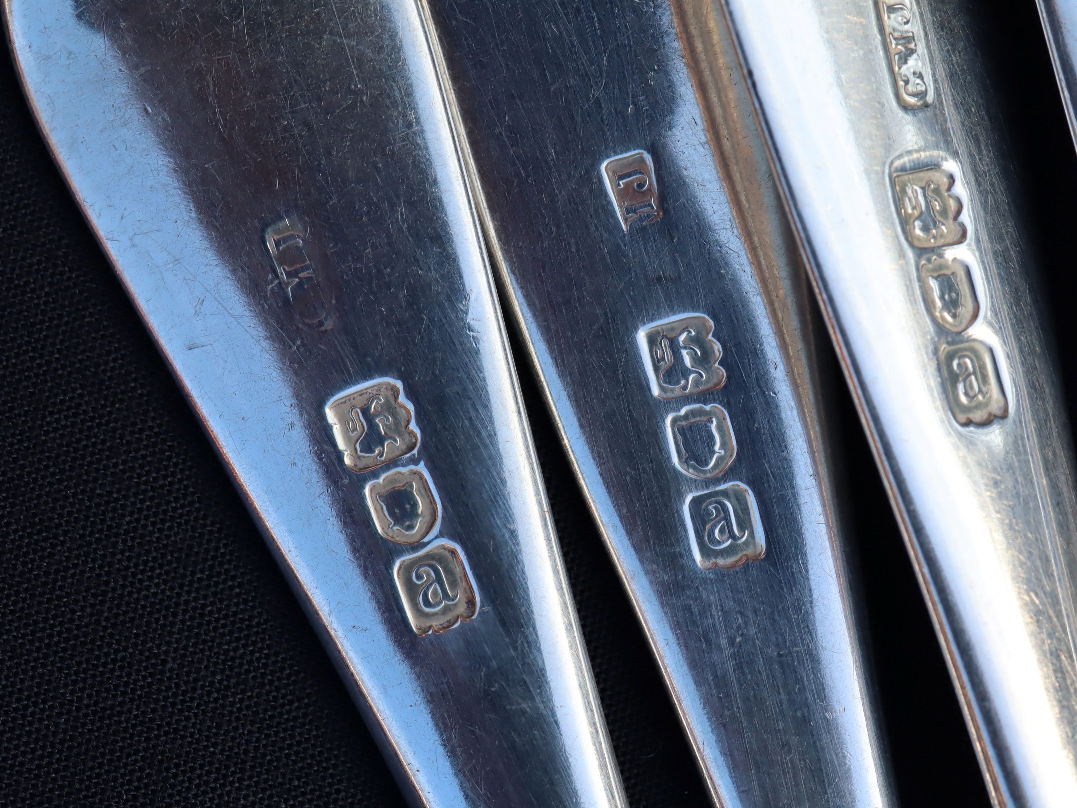 Set of 6 Sterling Silver Spoons, London 1896