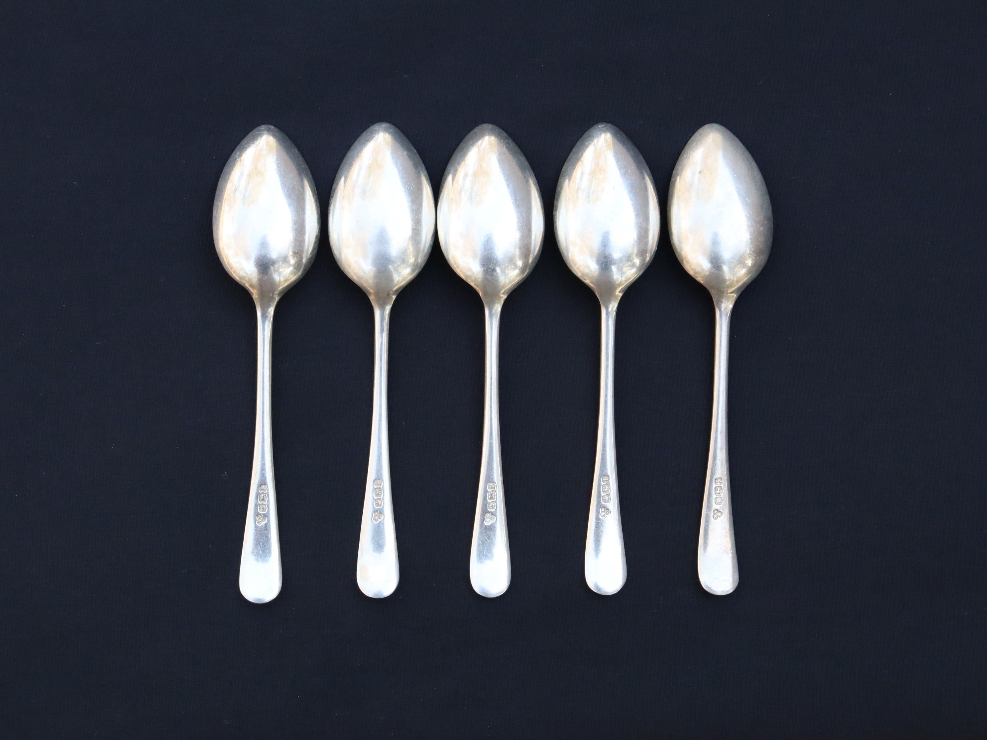 Set of 5 Sterling Silver Teaspoons Harrods 1932