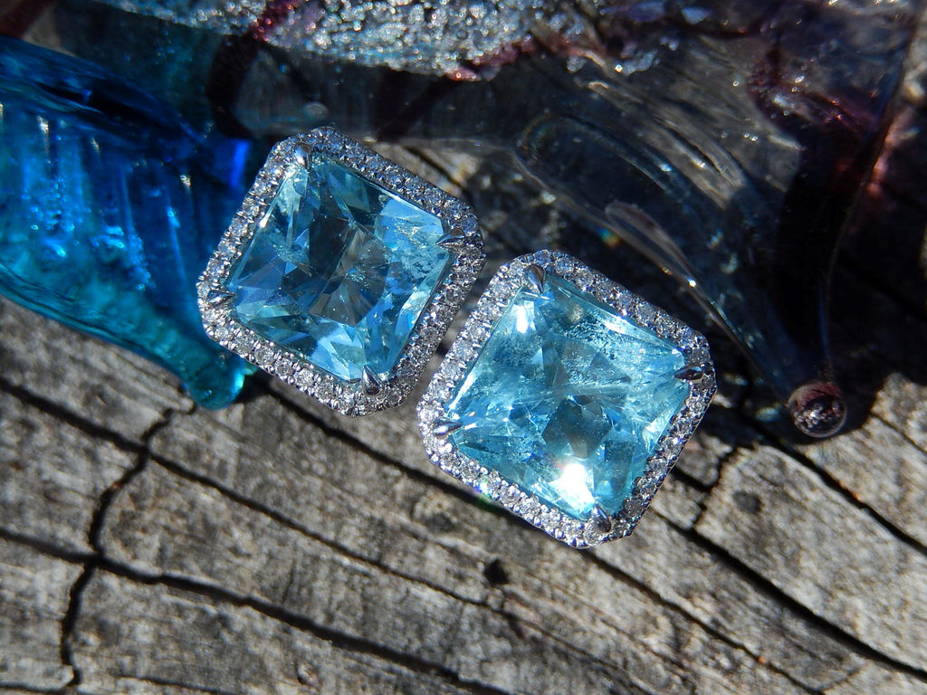 Aquamarine and Diamond Earrings in Platinum