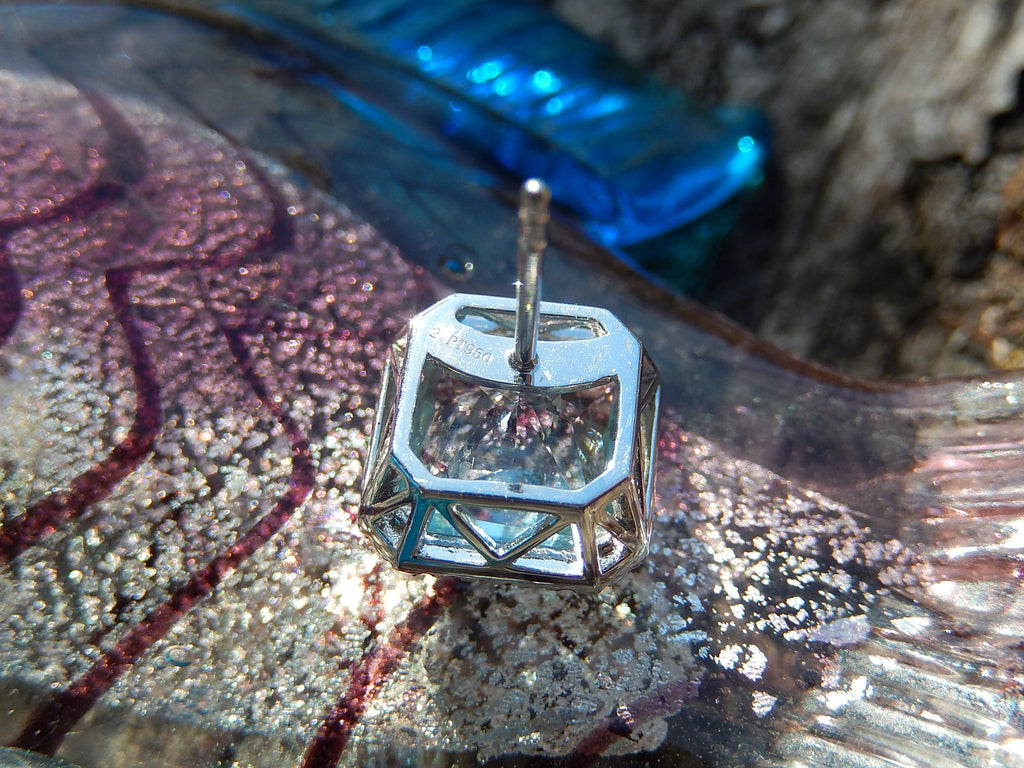 Aquamarine and Diamond Earrings in Platinum