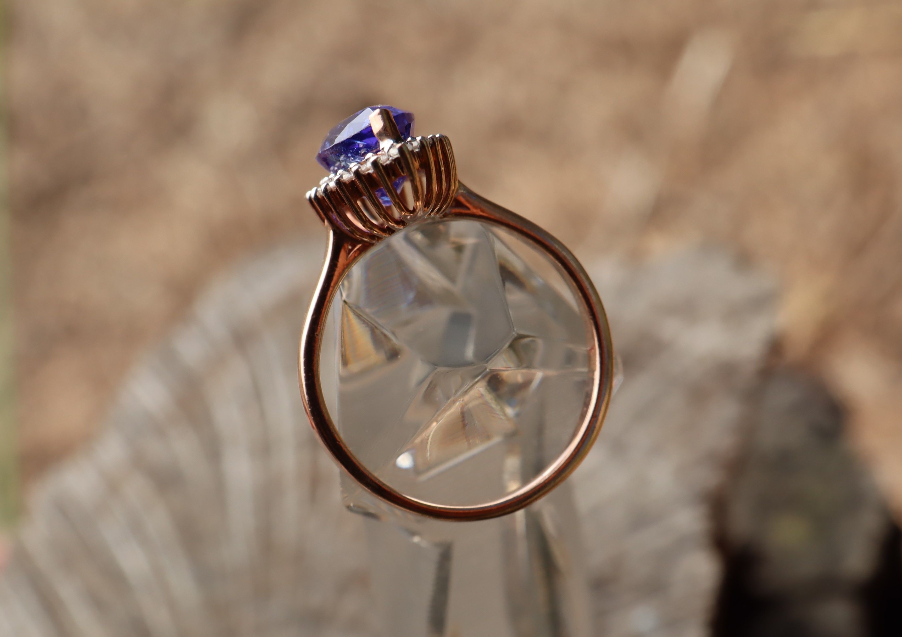 Marquise Cut Tanzanite and Diamond Ring in 14ct Rose Gold