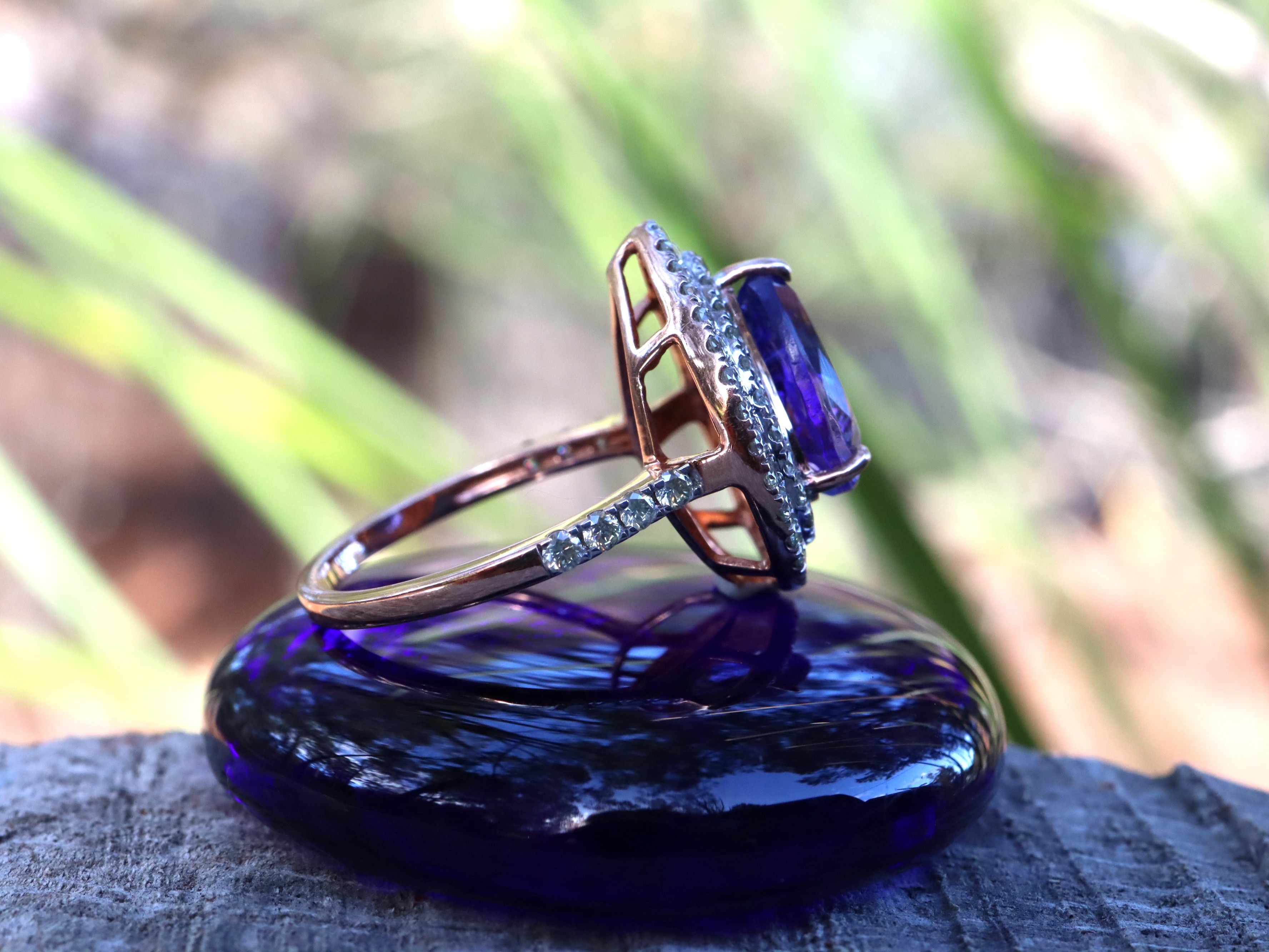 Tanzanite and Diamond Ring in 14ct Rose Gold