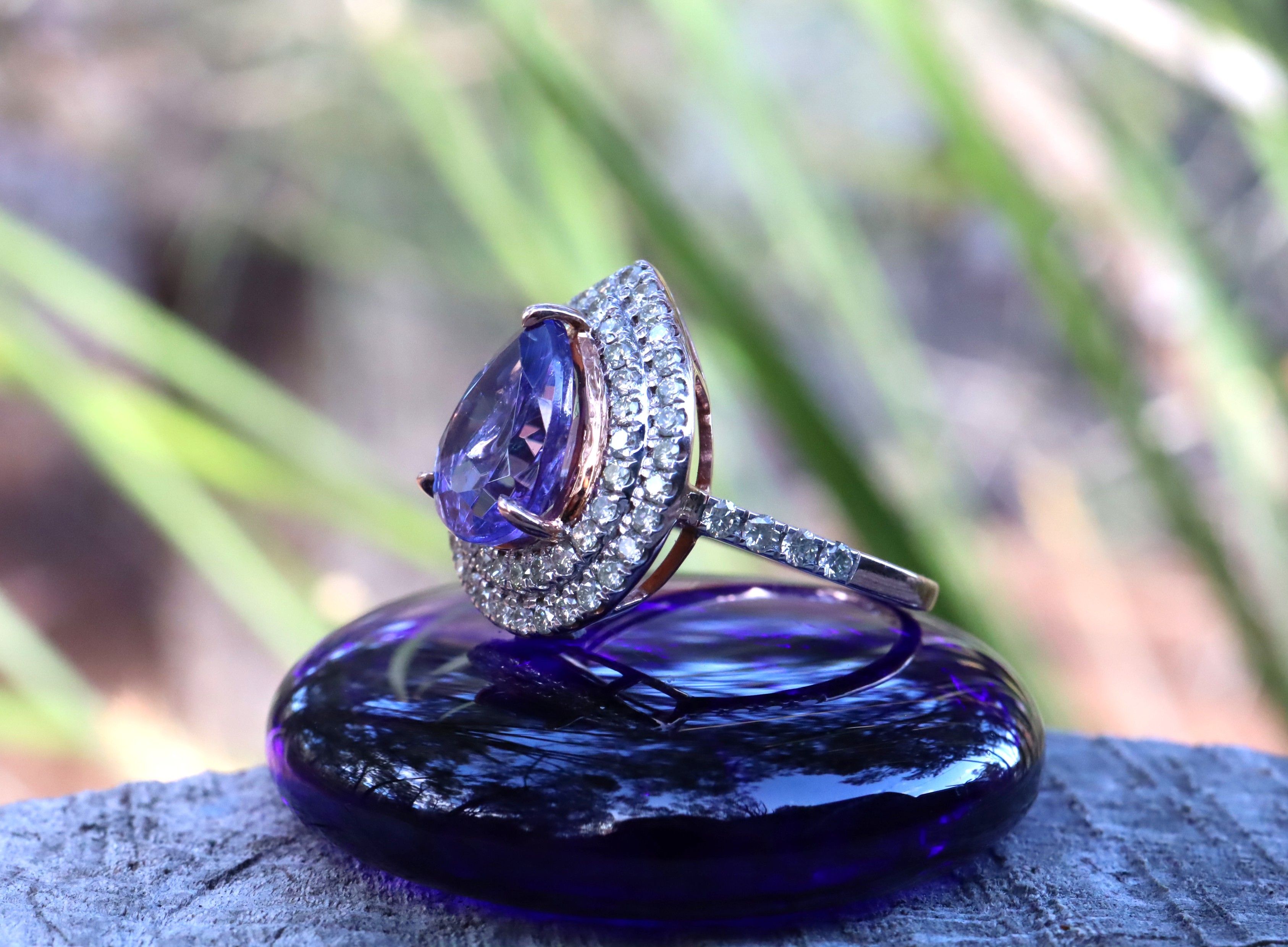 Tanzanite and Diamond Ring in 14ct Rose Gold