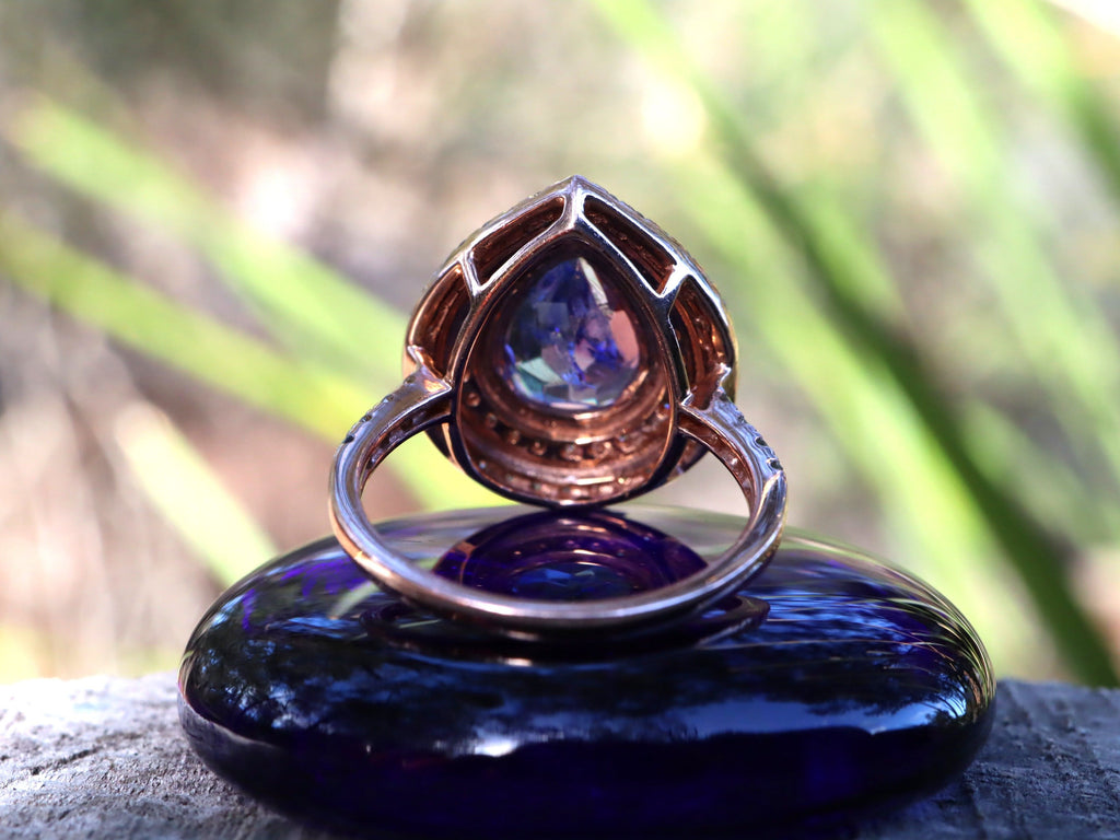 Tanzanite and Diamond Ring in 14ct Rose Gold