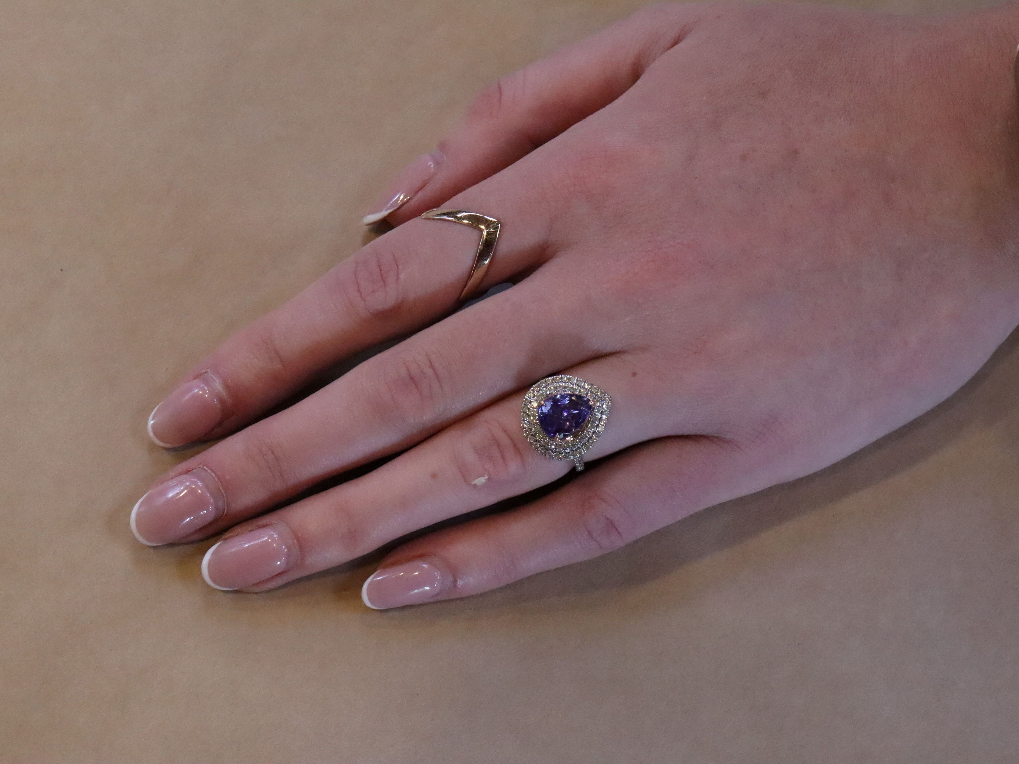 Tanzanite and Diamond Ring in 14ct Rose Gold