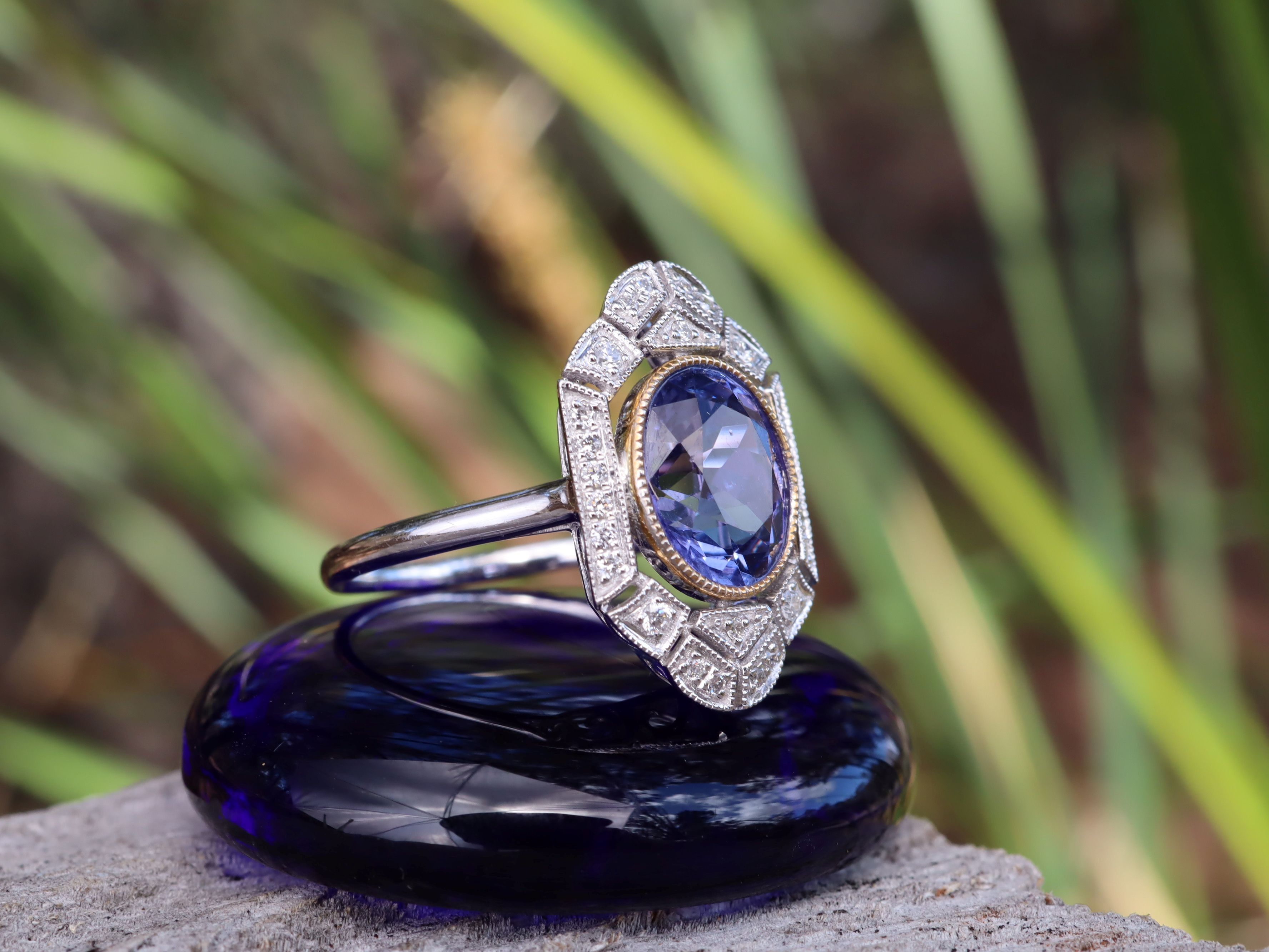 Tanzanite and Diamond Ring in Platinum