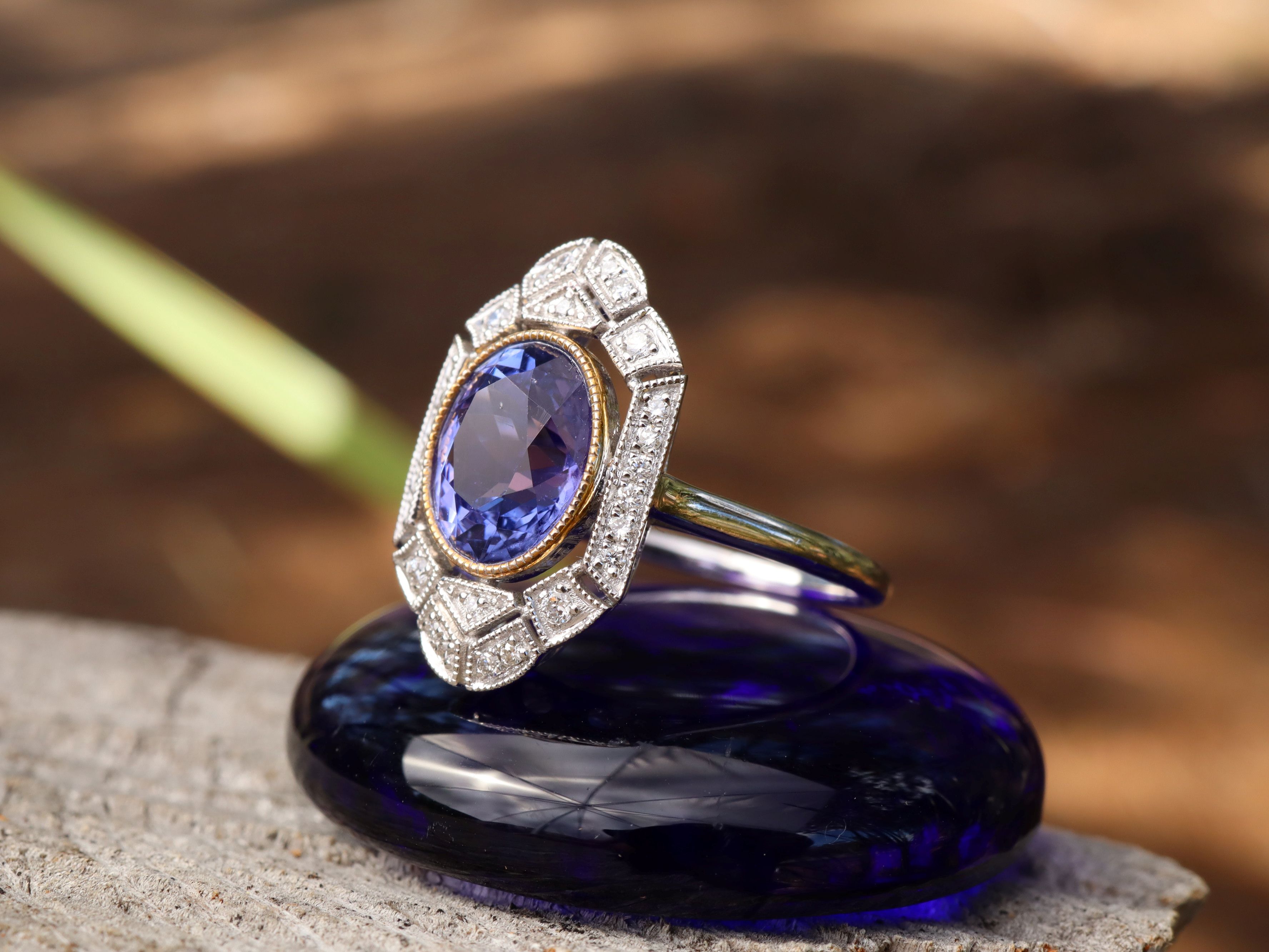 Tanzanite and Diamond Ring in Platinum