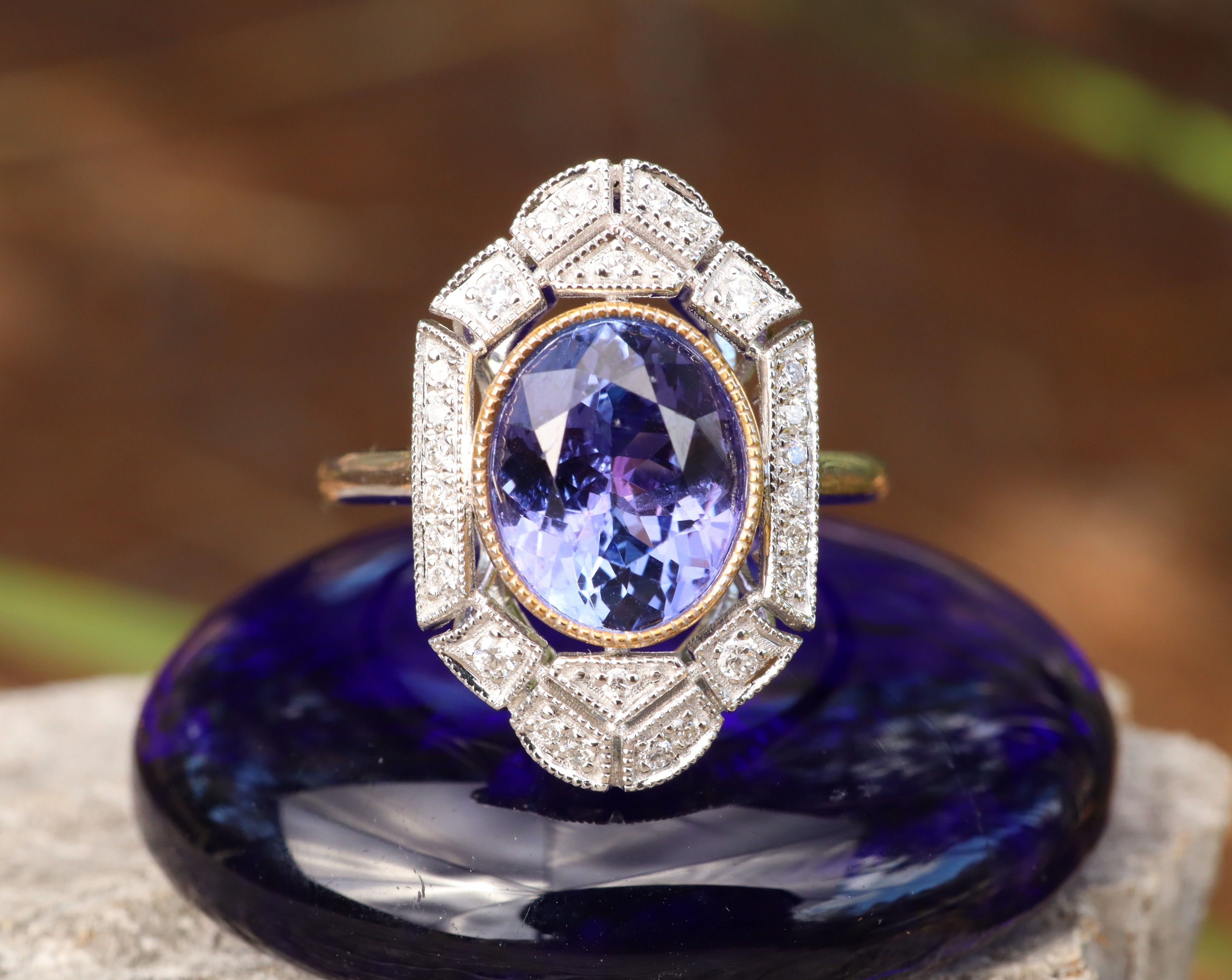 Tanzanite and Diamond Ring in Platinum