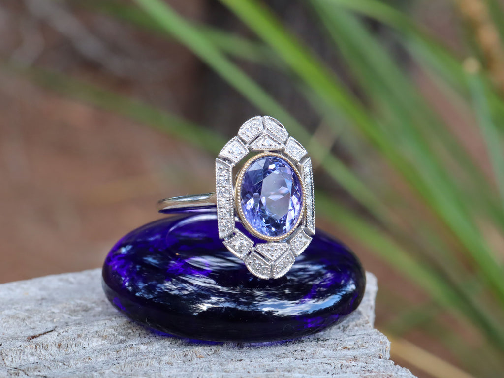Tanzanite and Diamond Ring in Platinum