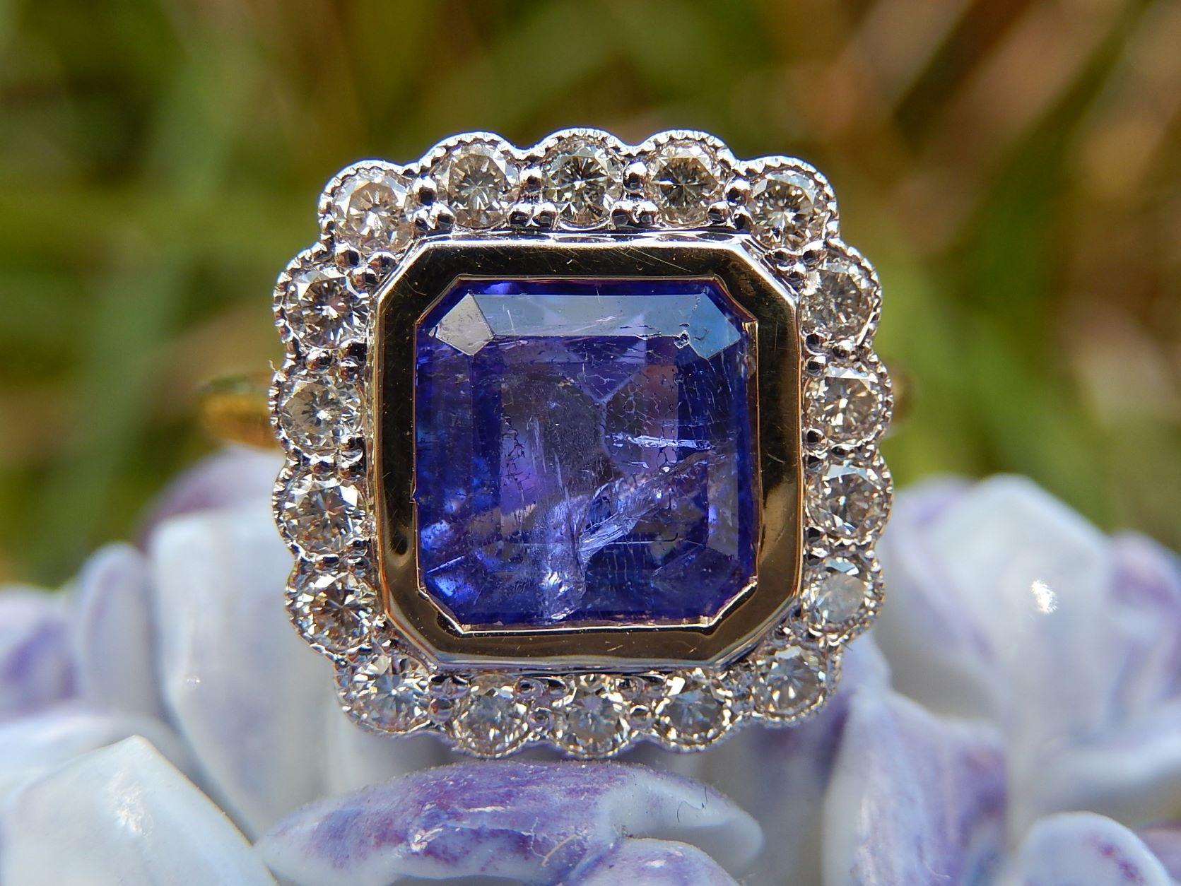 3.93ct Tanzanite and Diamond Ring in 18ct Gold