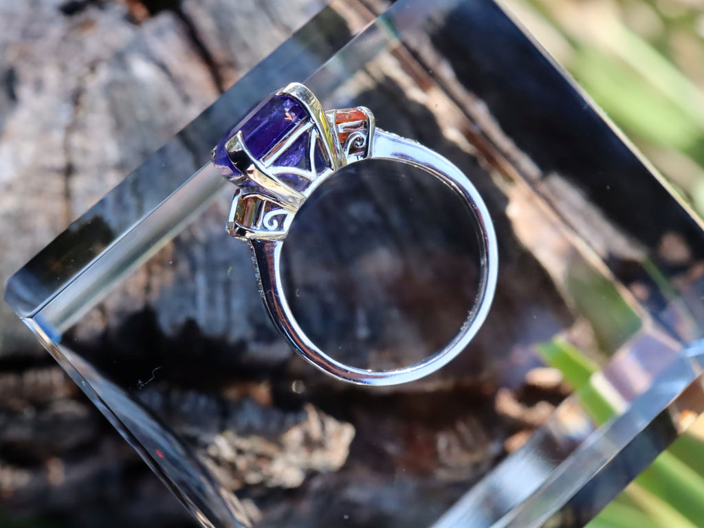 Tanzanite and Orange Sapphire Ring in 14ct White Gold