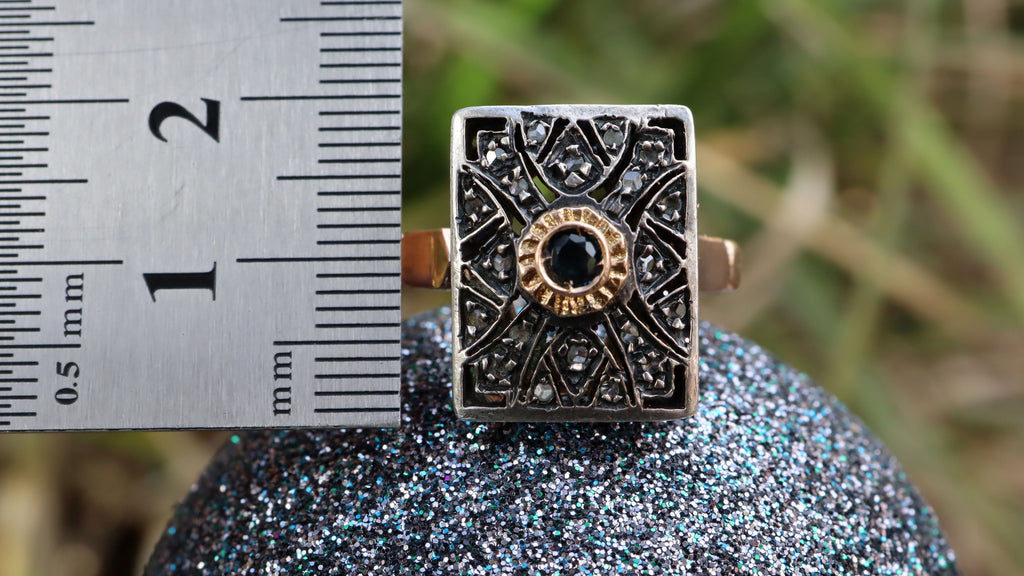 Sapphire and Marcasite Ring in 14ct Rose Gold