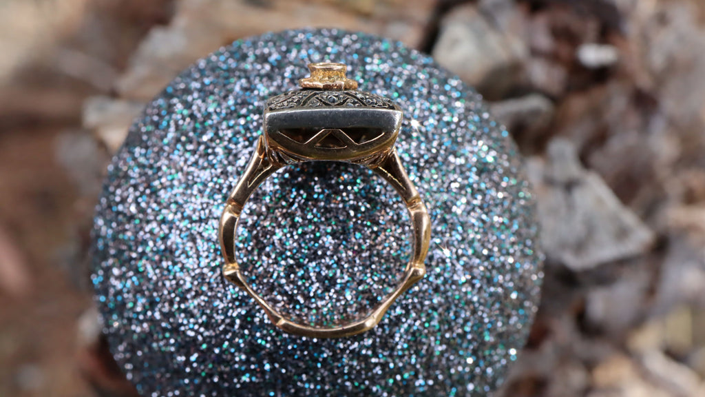 Sapphire and Marcasite Ring in 14ct Rose Gold