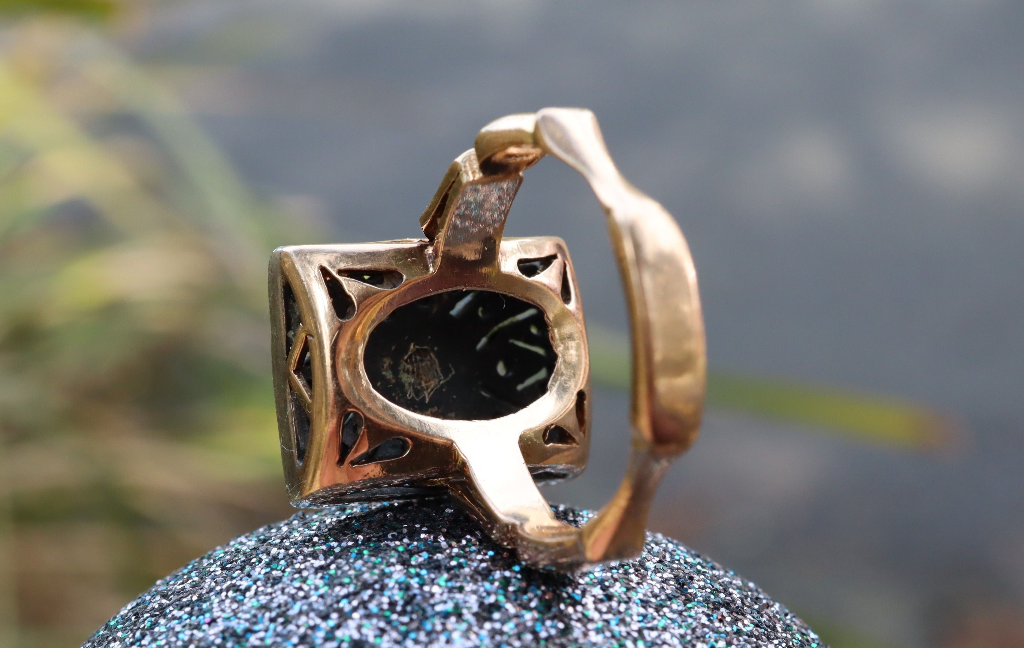 Sapphire and Marcasite Ring in 14ct Rose Gold