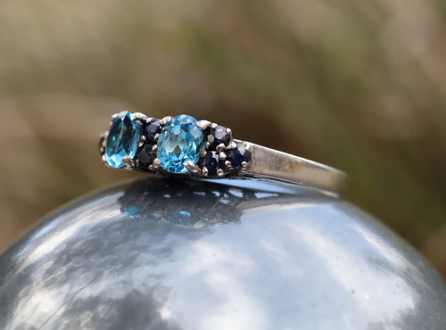 Topaz and Sapphire Ring in Sterling