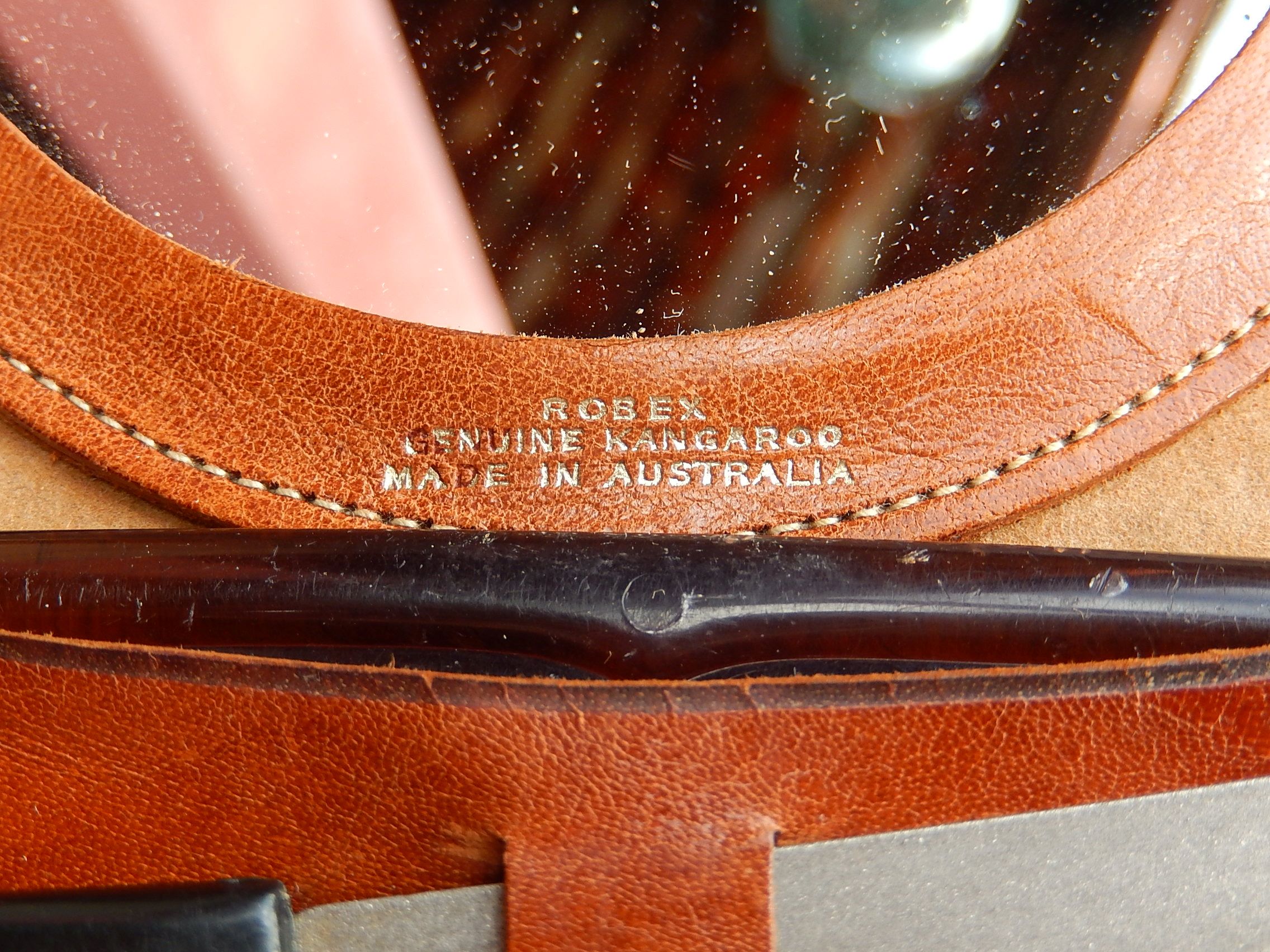Brown Kangaroo Skin Vanity Case with Shaving Items c.1970