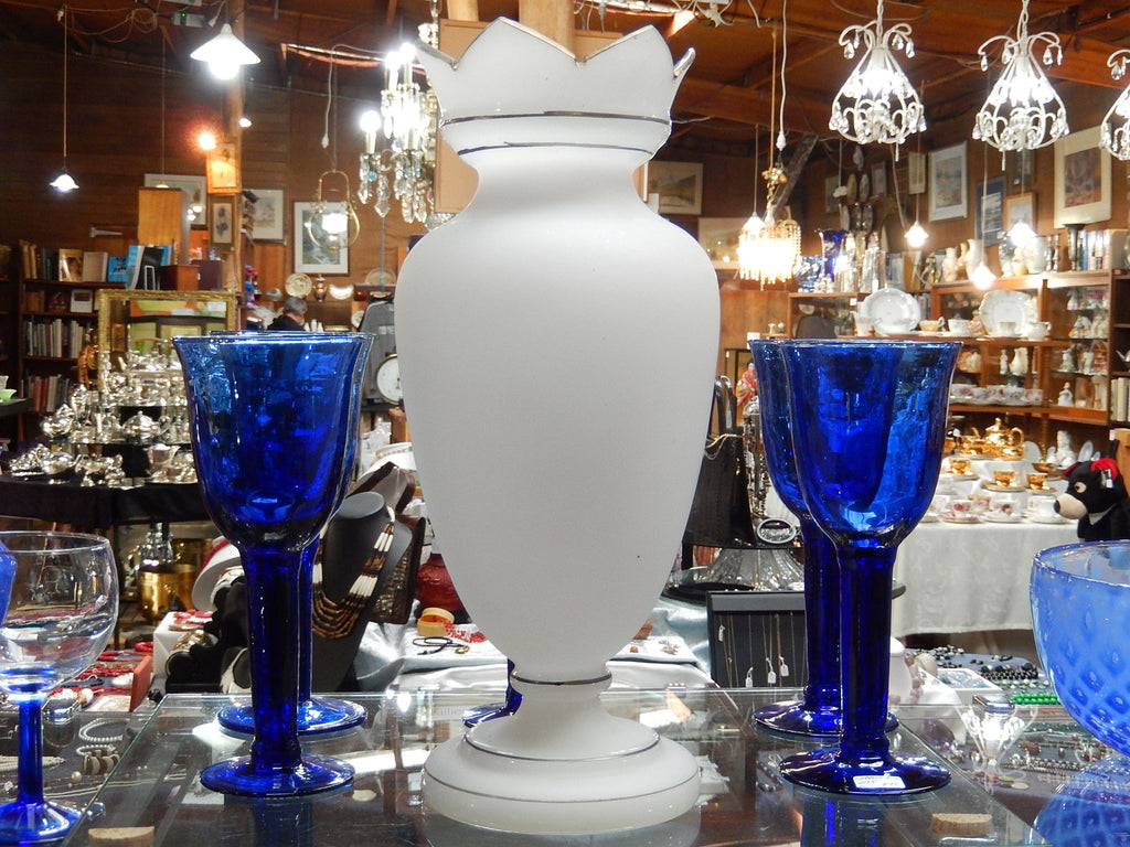 Victorian Hand Painted Milk Glass Vase