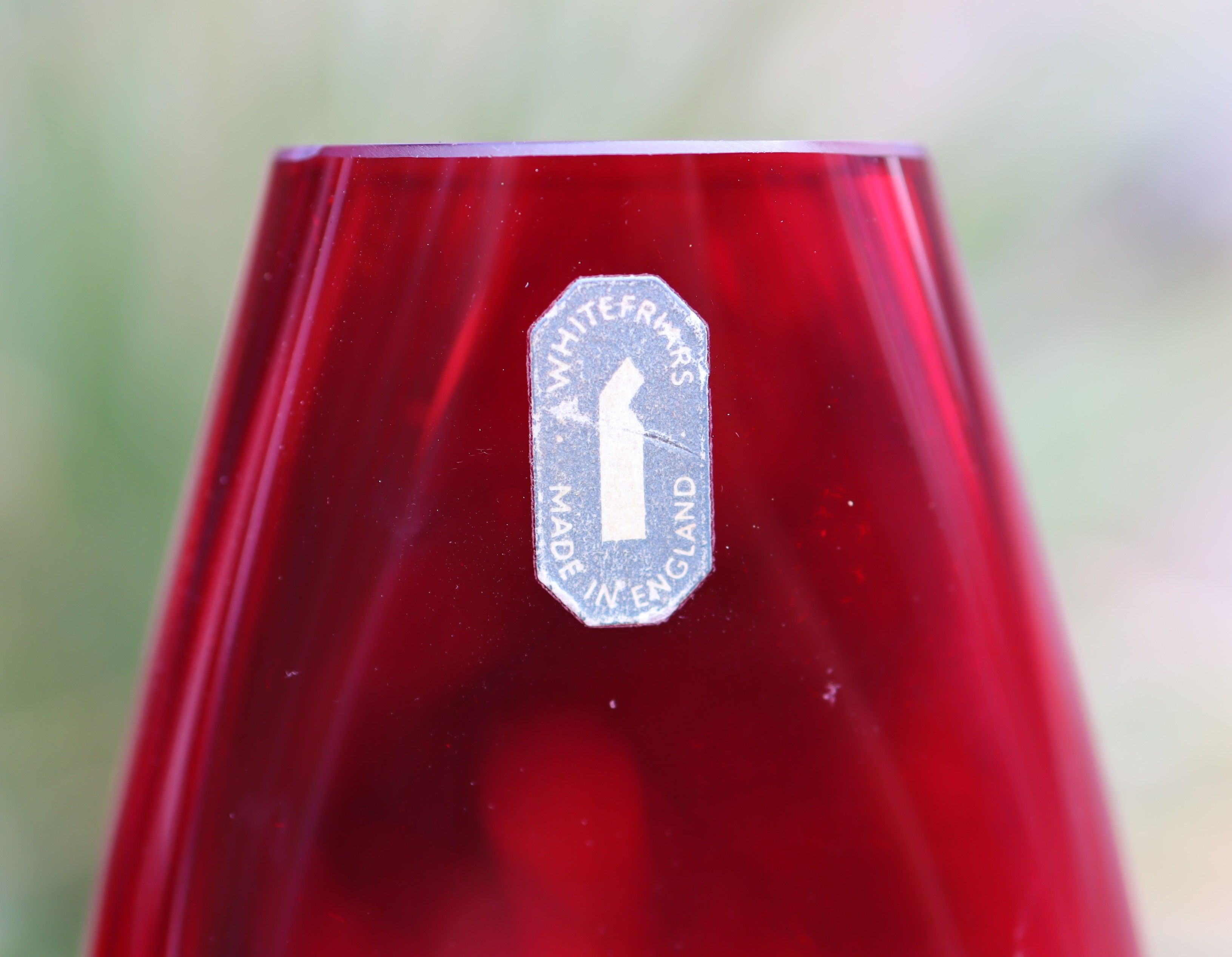 Pair of Whitefriars Ruby Glass Vases